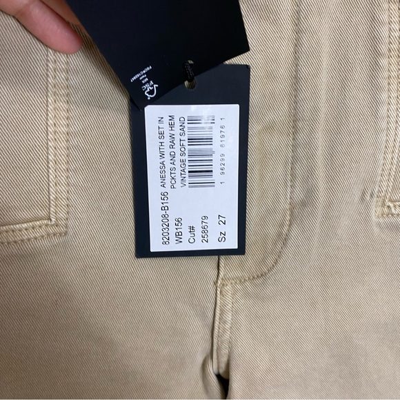 PAIGE Anessa Wide Leg Raw Hem Jeans Vintage‎ Soft Sand Size 27 - Picture 3 of 6